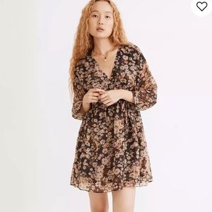 Madewell NWT Drawstring Faux-Wrap Mini Dress in Daisy Reverie